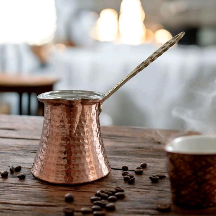 TURKISH COFFEE POT / IBRIK /CEZVE , ALAT MASAK KOPI TURKI , TEMBAGA ASLI TURKI , 100 SD 300 ML ,