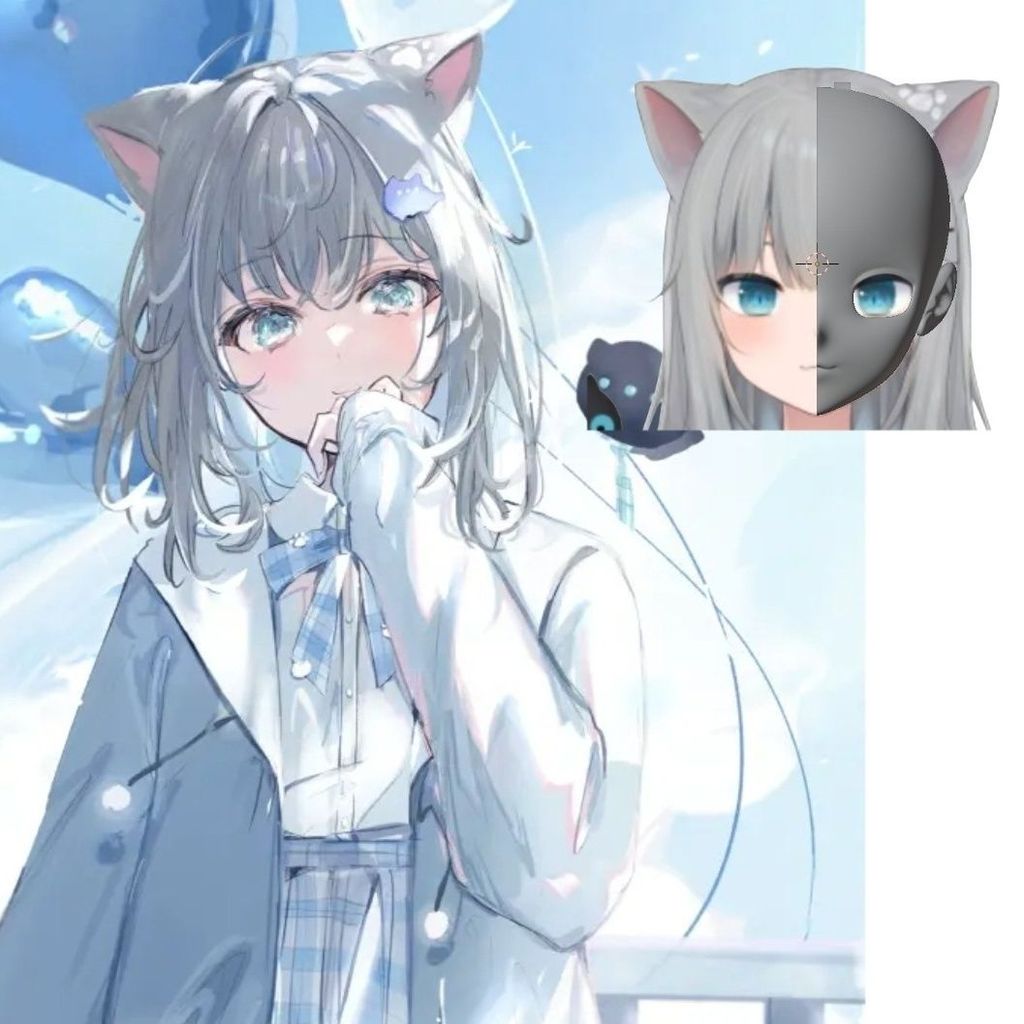 Customize Character Small Cat Kigurumi Half Head With Lock Anime Cosplay Kig Mask Costumes