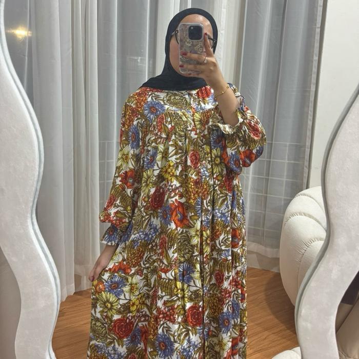 MUSLIFIX- By Dolla - Chella Dress - Dress Gamis Wanita Muslim Panjang Mewah Elegan Motif - Baju