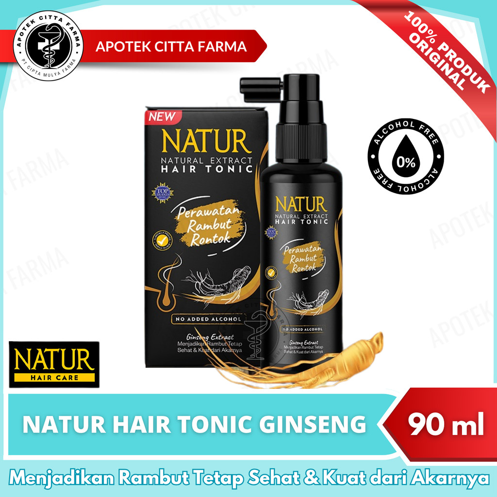Natur Hair Tonic Ginseng 90 ML - Vitamin Rambut Rontok / Menebalkan Rambut / Pertumbuhan Rambut