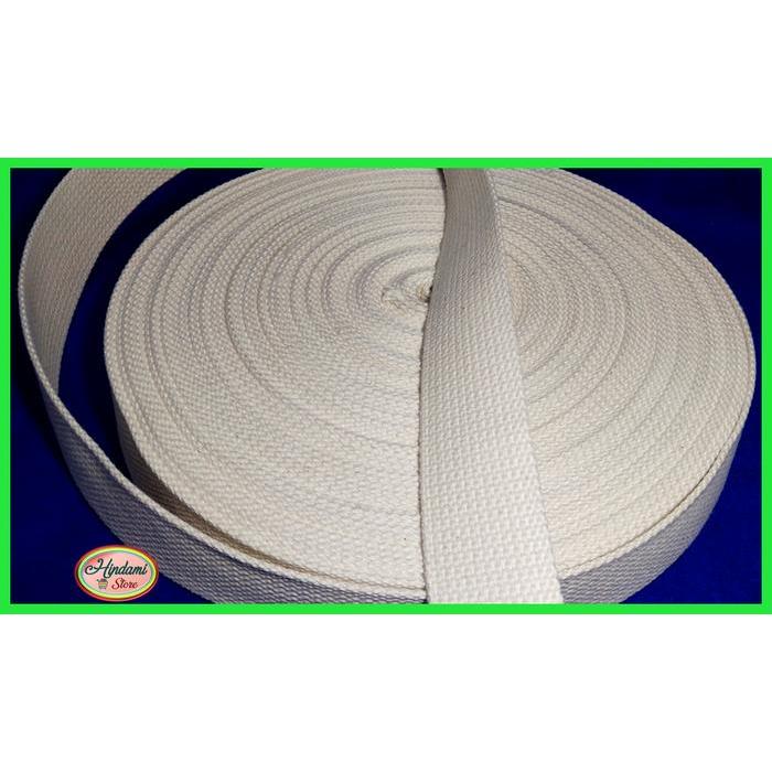News Tali Webbing Tali Tas Katun putih tulang Motif 204 lebar 38mm