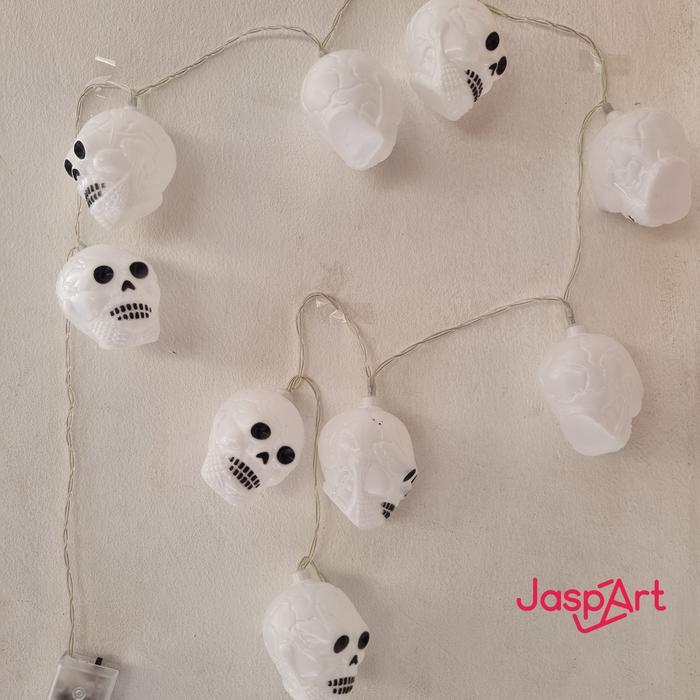 ASLI 10LED Hoween Lampu String Kepala Tengkorak Festival Hantu READY STOCK