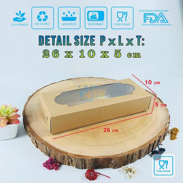 (Isi 50Pcs) Dus Box Brownies 26X10X5 / Kotak Kue Cake / Kardus Bolen / Box Donat Isi 3 / Dus Kue