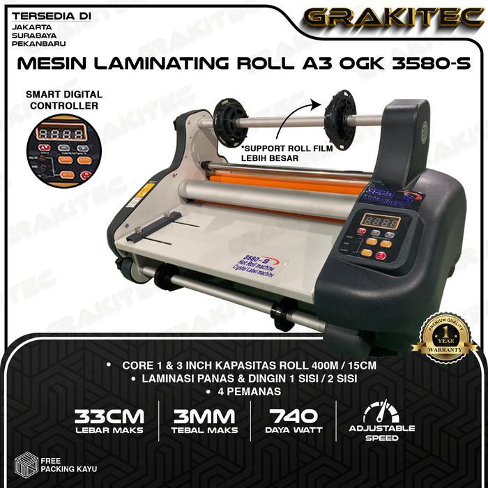 HOMETRIK- Grakitec Mesin Laminasi / Laminating Roll A3+ Ogk 3580S Hot ( Panas ) + Cold ( Dingin