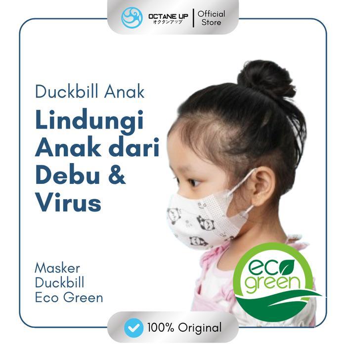 MULTIHEALT- Eco Green Masker Duckbill Anak 3Ply Filtrasi Motif Lindungi Dari Debu & Virus Kemenkes