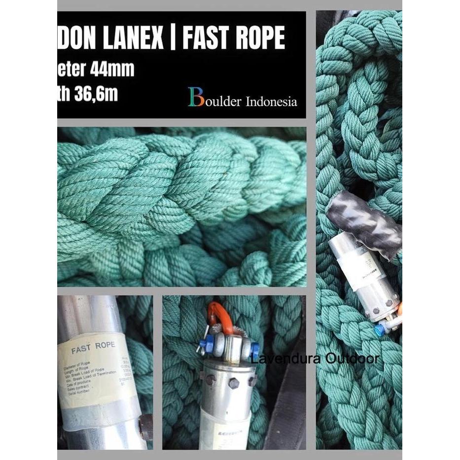 BERKUALITAS TENDON Lanex Fast Rope 44MM 36M Rope for rapid deployment from helicopters second tali