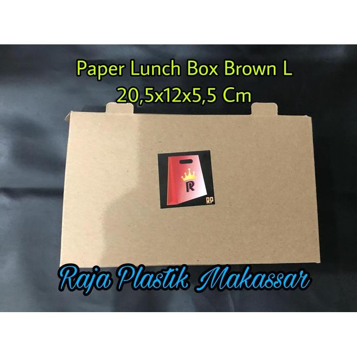 Paper Lunch Box Brown Polos L / Paper Lunch Kraft ukuran L