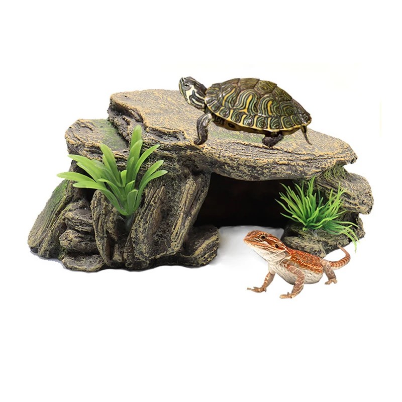 Aquariums Resin Amphibians Tortoise Basking Island Turtle Climb Platform Tank Water Stone Rock