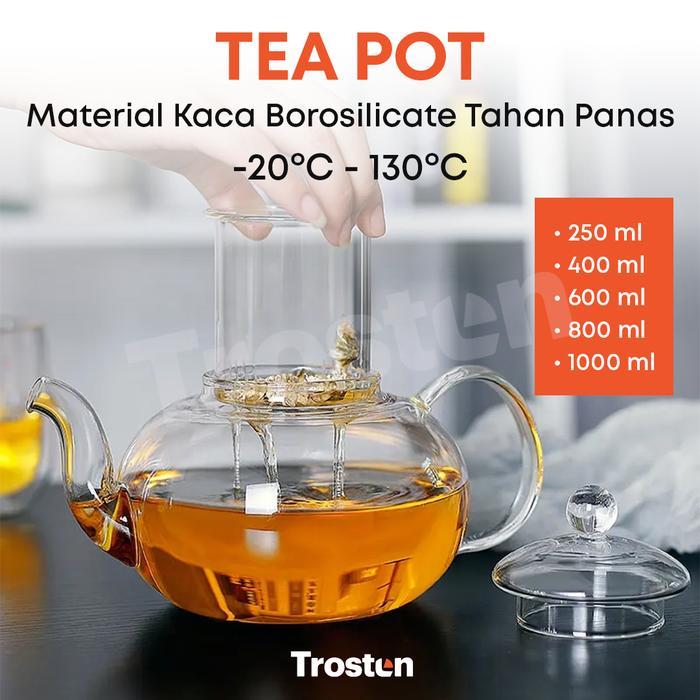 Teko Kaca Teh 400 ml - Clear Glass Kettle Tea - Saringan Teh Kaca