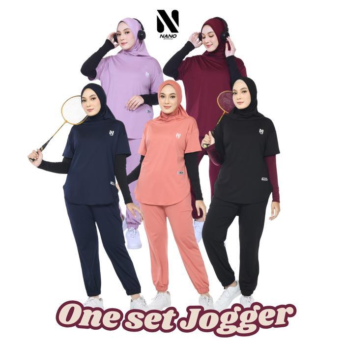 dowg- Nano Sportswear Baju Senam Muslim Wanita Jogger / Setelan Baju Senam Jogger / One Set