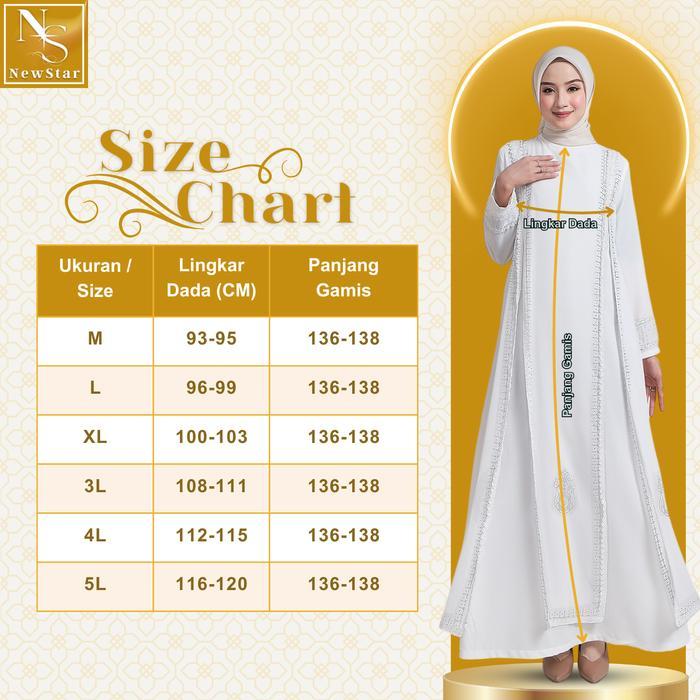 MUSLIFIX- Newstar - Gamis Putih Baju Muslim Wanita Kekinian Dress Mewah Simple Elegan Abaya