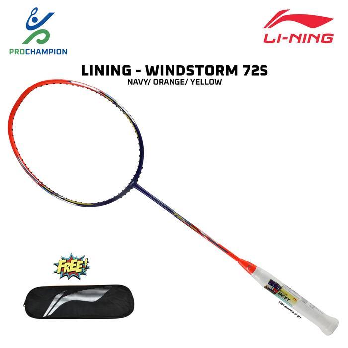 New Raket Badminton LINING WINDSTORM 72 S / 72S / WS72S Navy Orange
