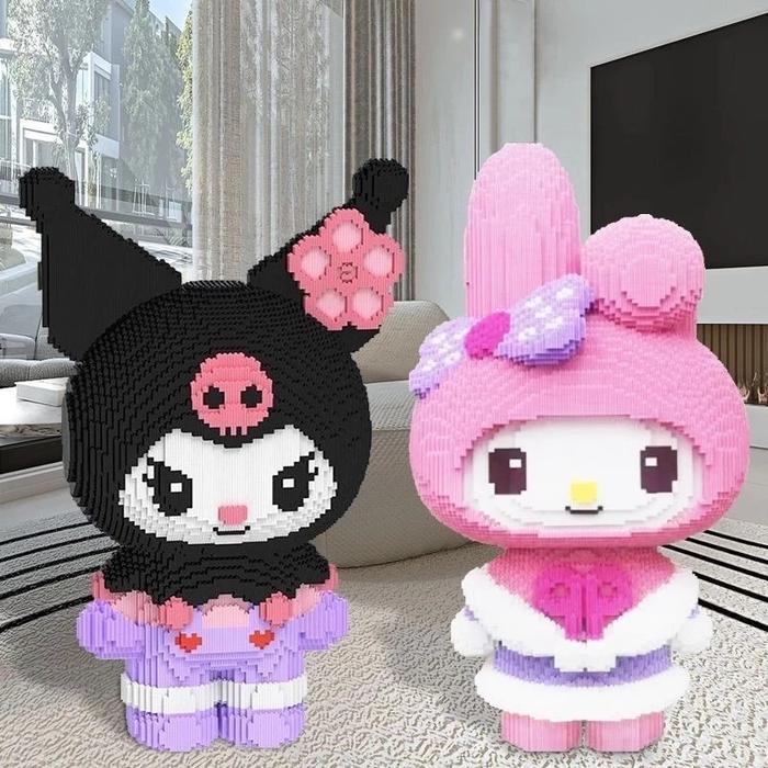 24H 55Cm Lego Bricks Jumbo Kuromi Besar Nano Block Sanrio Anime Series Bricks Education Nano Block