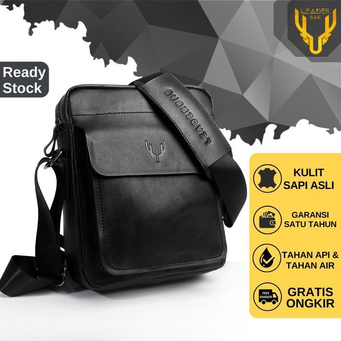 Eiger Adventurre Store - Tas Selempang Pria Kulit Sapi Asli Leaderbag Terbaru Warna Hitam Atau Tas
