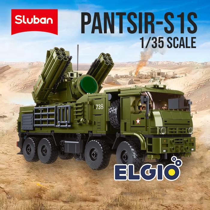 Sluban Bricks Mobil Truk Tentara 3In1 Army Pantsir S1S Vehicle B1252 Kode 729