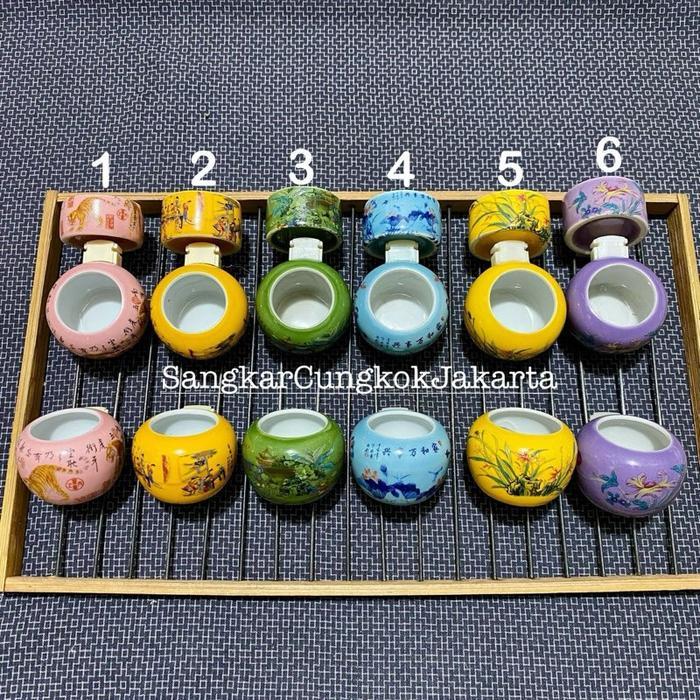 Cepuk Cungkok keramik Burung Sedang Tieumi Srdc Branjangan Set 3pcs