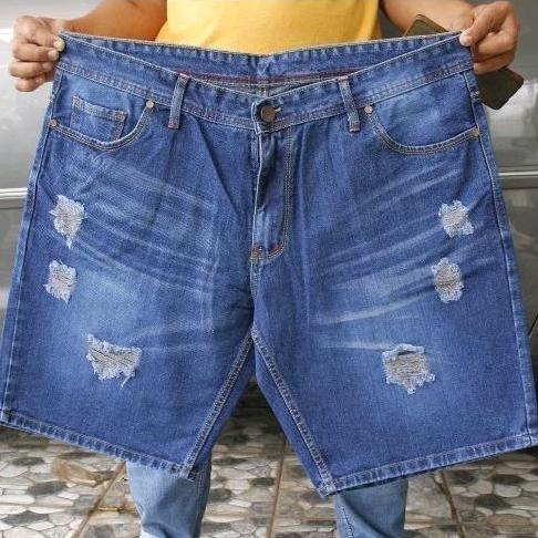 Ryze - Celana pendek sobek pria sobek Jeans pendek Cowok JUMBO Distro Panjang