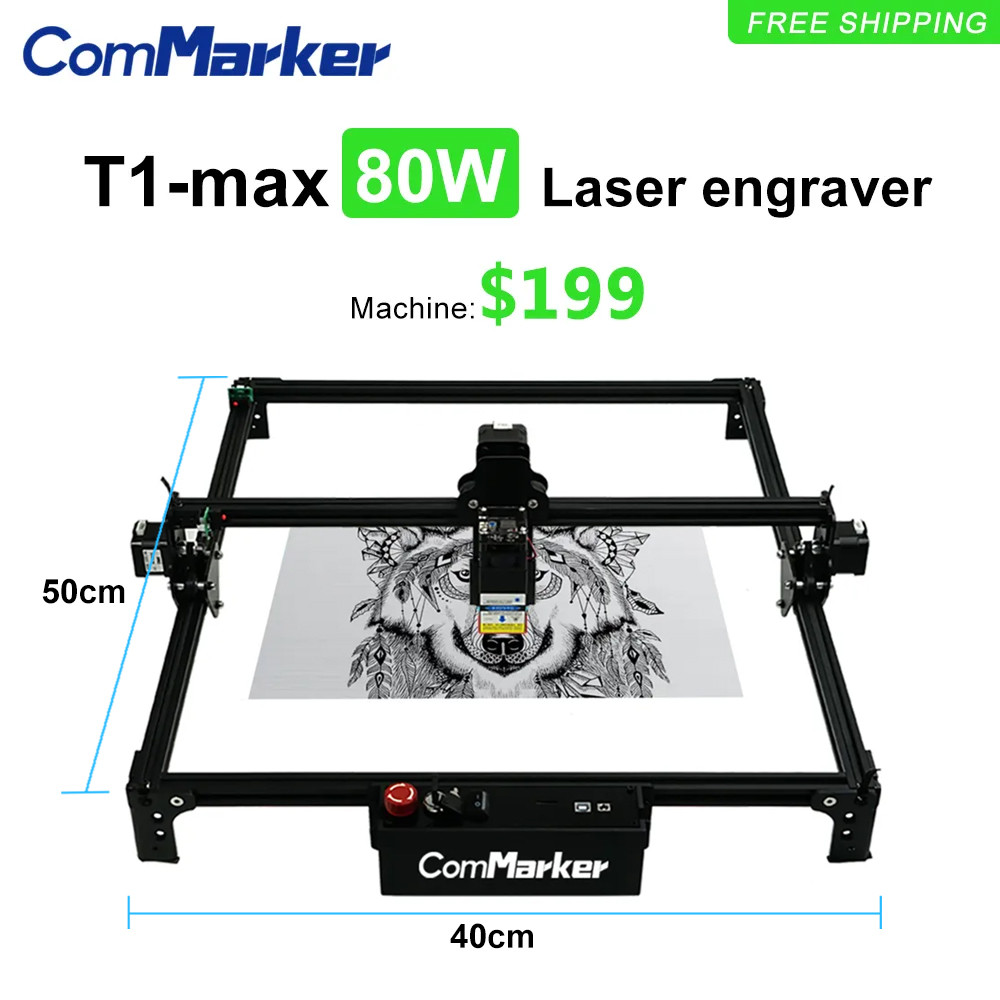 Commarker T1Max 80W Diode Laser Engraver Machine 40X50Cm Cnc Laser