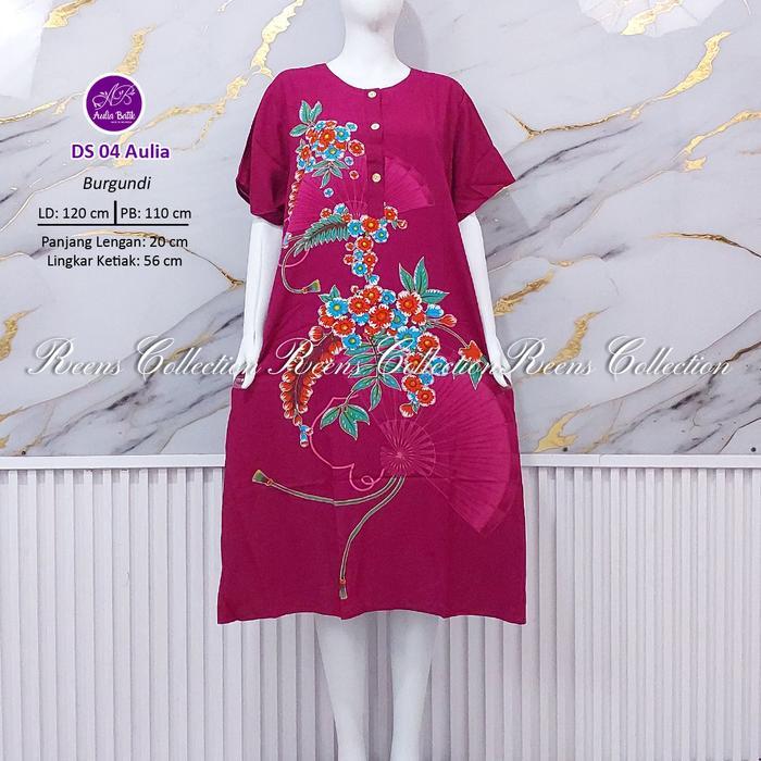 sbcx- Batik Aulia Daster 04 Batik Print Daster Lengan Pendek Di Bawah Lutut Kancing Depan