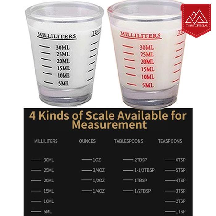 8bkyv8- Espresso Shot Glass Gelas Ukur Kopi Sloki One Shot 30Ml 4 Measuring