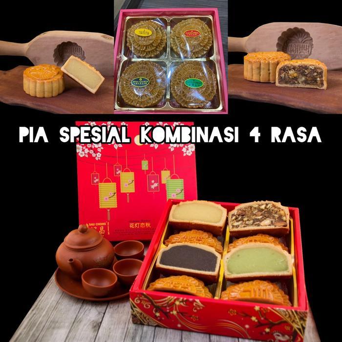 KUE BULAN PIA JUMBO KOMBINASI 4 RASA TAUSA ORI GOJIN TAUSA HITAM PANDAN SAUCHONG SINGKAWANG