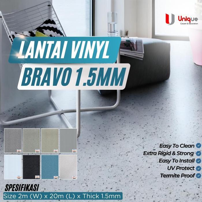 Vinyl Roll Bravo Tebal 1,5Mm / Vinyl Lantai Motif Semen Polos Bravo