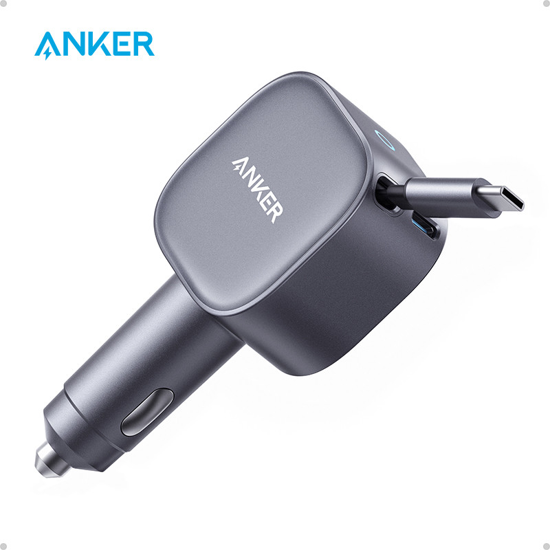 Anker Usb-C Car Charger, 75W Ultra-Compact Type-C Fast Car Charger With Built-In Retractable Cable,