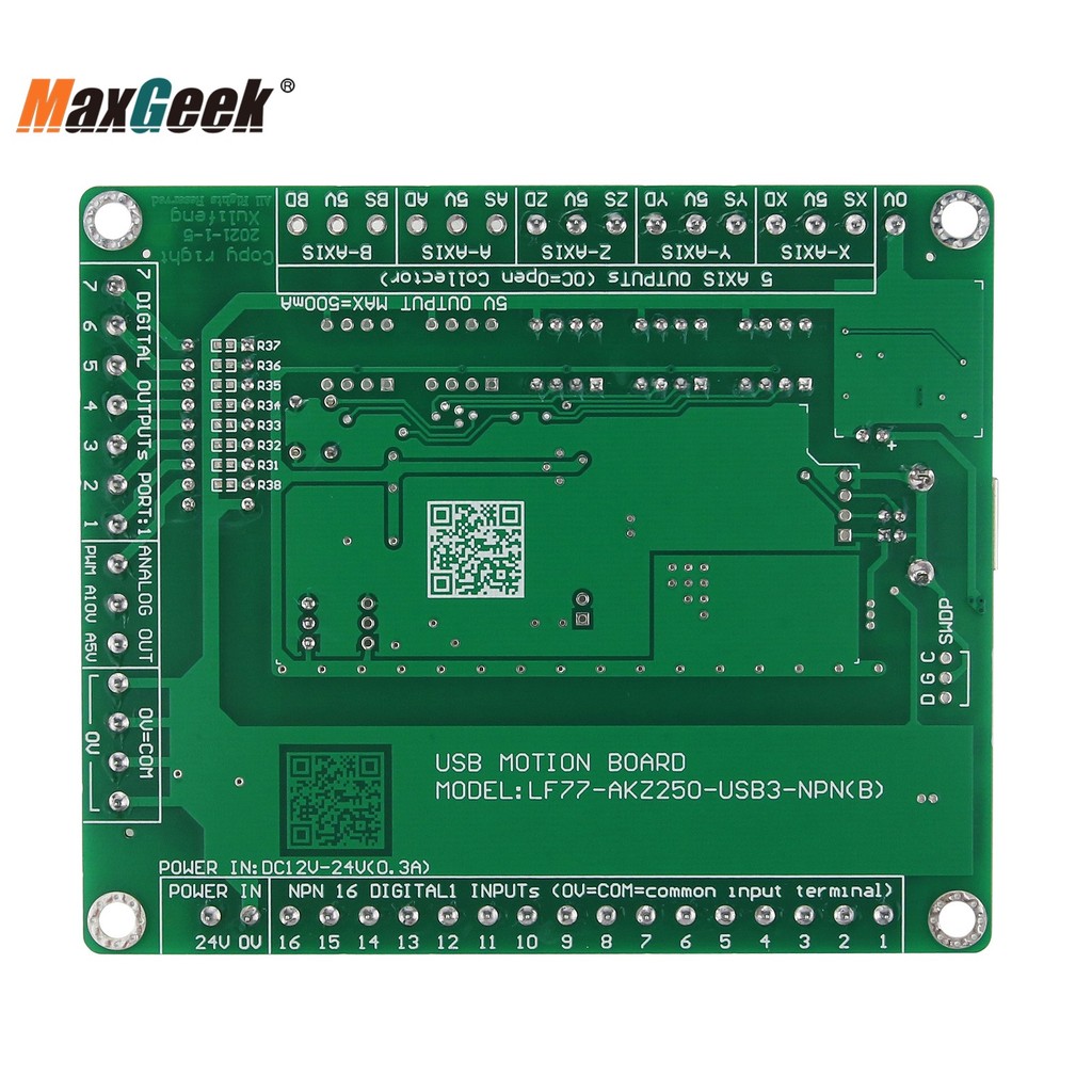 Maxgeek Lf77-Akz250-Usb3-Npn 3 Axis 5 Axis Mach3 Motion Controller Mach3 Usb Controller For Cnc