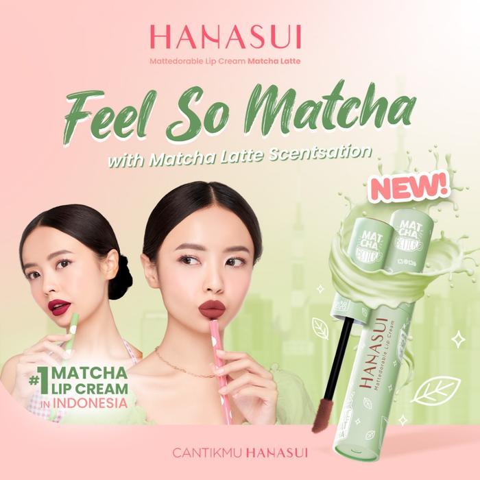 KOM - Hanasui Mattedorable Lip Cream Matcha Latte Edition Bibir Creamy Lipstick Liquid Gloss