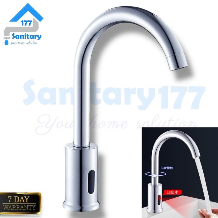 Kran sensor Dapur sink Kuningan - Keran air angsa putar 360 otomatis sensor cuci piring wastafel