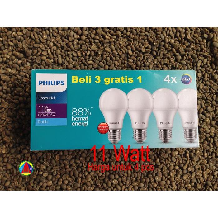 News Paket Lampu Philips Led Essential Putih Multipack - 11 Watt