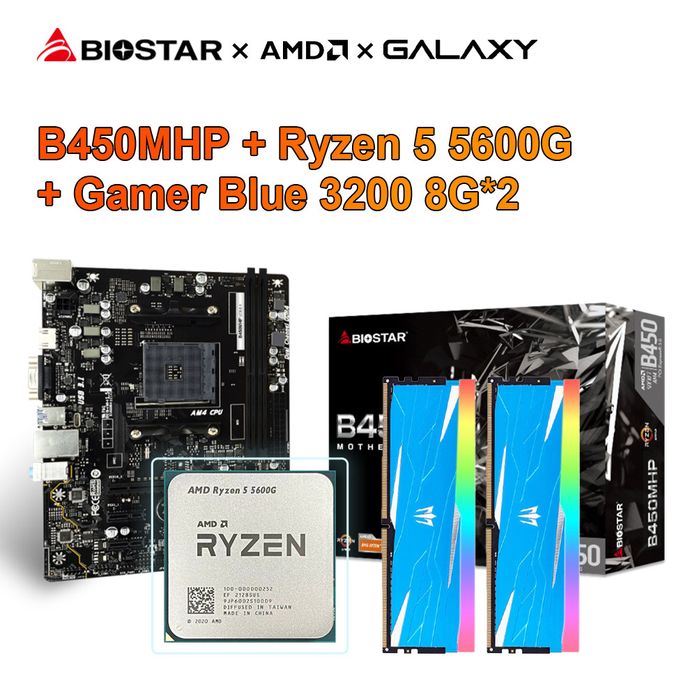 Biostar B450Mhp Gaming 32Gb Motherboard+Amd Ryzen 5 5600G R5