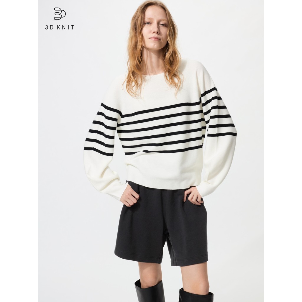 Uniqlo Sweater Katun Rajut 3D Kerah Bulat