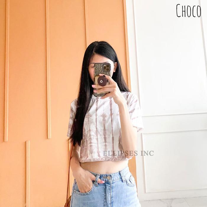 sbcx- Ellipses.Inc Crop Top Tie Dye Shibori Lengan Pendek & Panjang