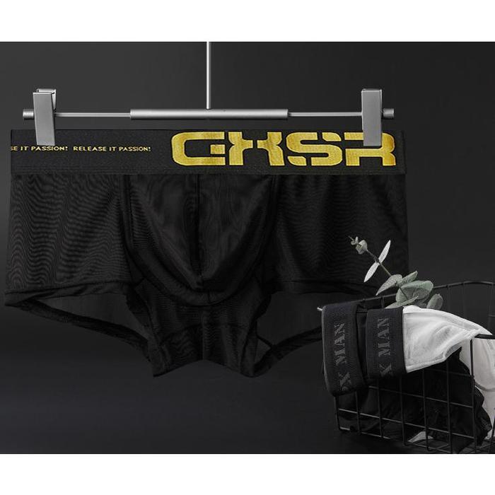 mguf- Gtopx Boxer Pria Transparan Jaring Karet Boxer Berlubang