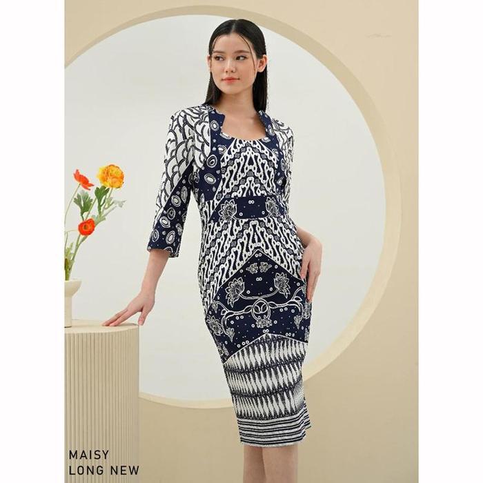 (COD) EVERCLOTH MAISY LONG DRESS WANITA BATIK COUPLE MODERN DRESS BATIK MODERN