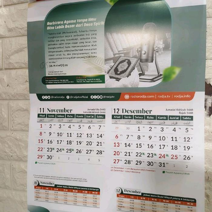 8k28q- Rodja Kalender Dinding Rodja 2026 M - Best Seller 1447 -1448 H Dengan Penandaan Puasa