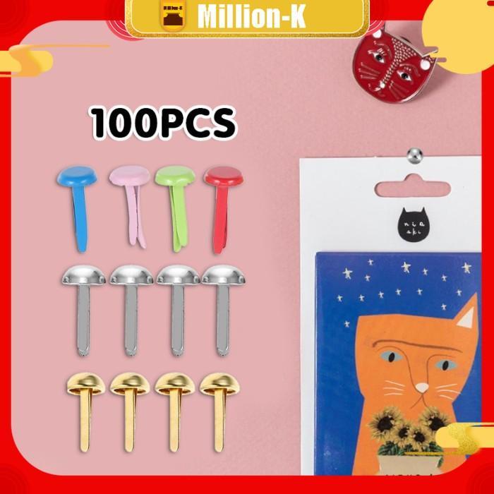 100Pcs Paper Fastener Split Pins Scrapbook Embellishments Paku Belah