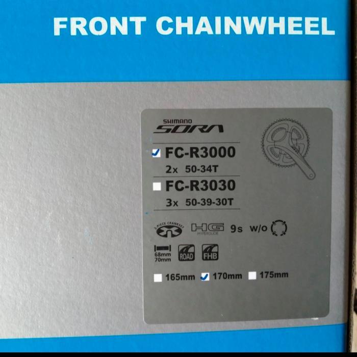 Crank Shimano Sora Fc-R3000 Hollowtech 2 50/34T Gir Crank Sora R 3000 Original With Box