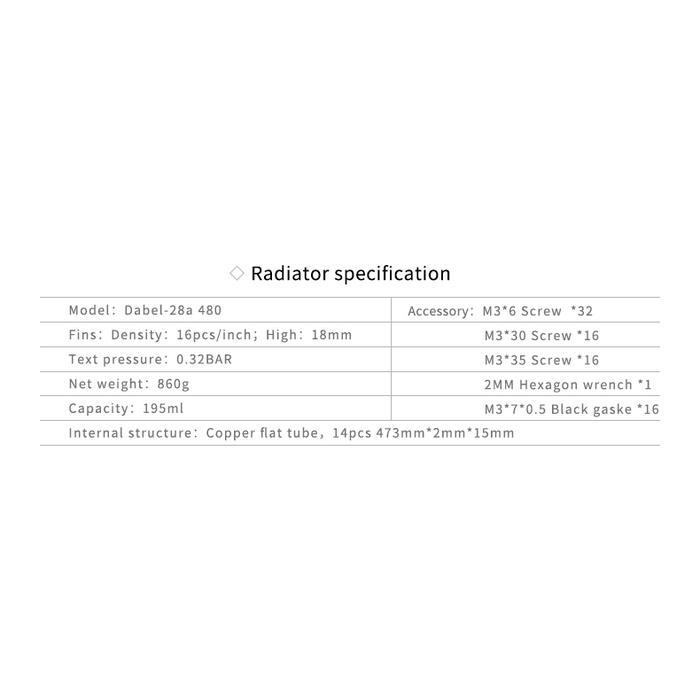 BARROW DABEL-28A 480 COOPER RADIATOR 480MM WHITE (KETEBALAN 28MM)