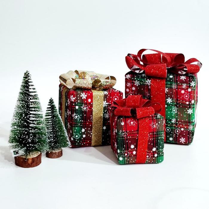 New Box Kado Natal Hias Dekorasi Kotak Kado Natal Snowflake Pita Acc Ornamen Natal Hiasan Natal