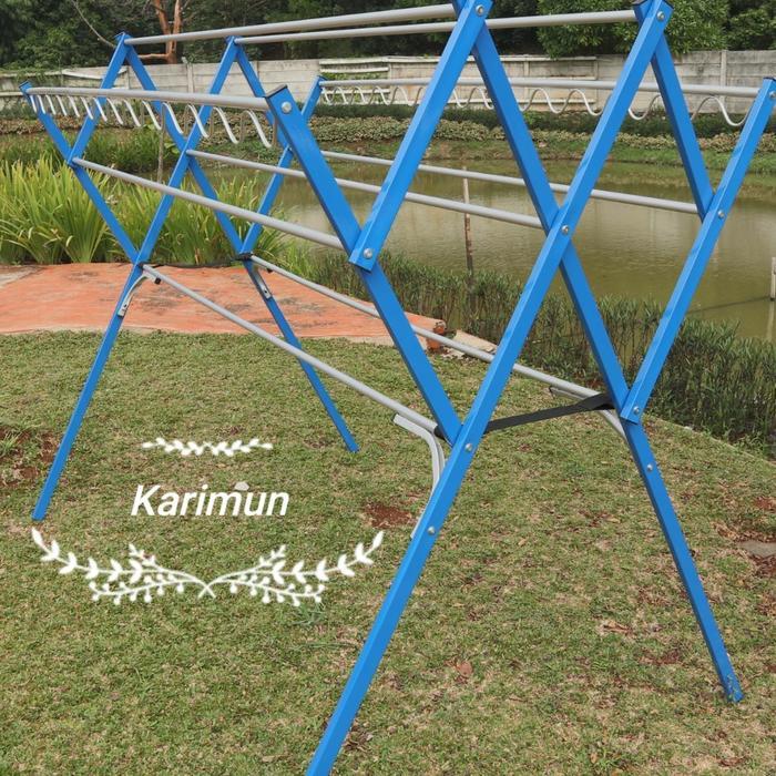 Terbaru - JEMURAN BAJU ALUMINIUM 9PALANG+2HANGER KEDUA SISI/JEMURAN PAKAIAN COD