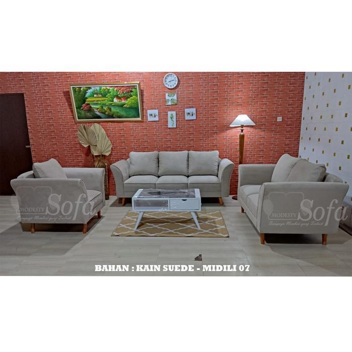Sofa Bagus / Sofa Nimalis / Kursi Sofa Ruang Tamu Modesty 321 Seater Nang Eco 17 + Meja Retro Blotic