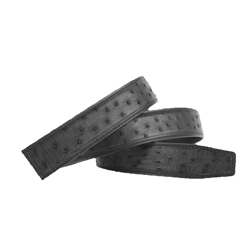 High Quality Authentic Real Ostrich Skin Men'S Black Belts For Automatic Buckle Genuine Exotic