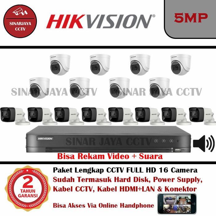 Paket Cctv 16Chanel Hikvision 5Mp Rekam Video+Audio