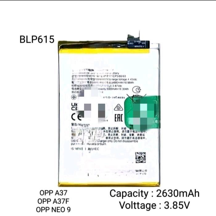 Sugihmakmur29 Baterai Opp A37 A37F Neo 9 Batre Battery Tanam Opp Blp615