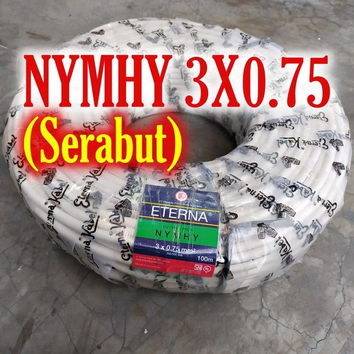 Kabel Eterna NYMHY 3X0.75 listrik 3 X 0.75 putih