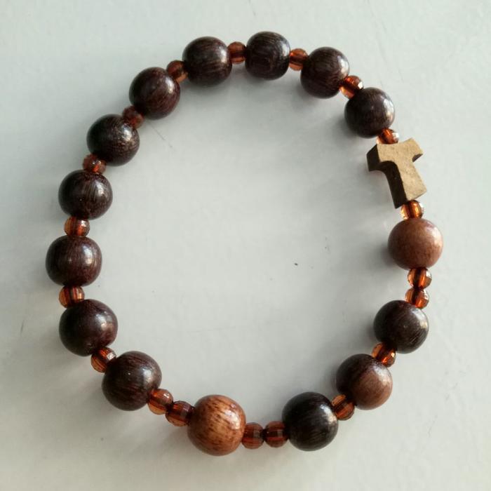 05kq- Gelang Rosario Kayu Stigi Salib Tao