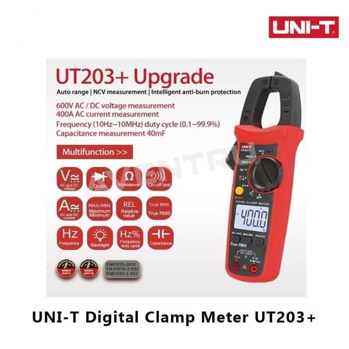 Uni-T Tang Ampere Acdc Digital Digital Clamp Meter Merk Uni-T Ut-203+