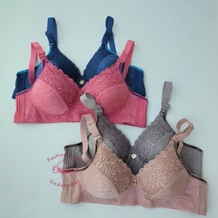 3 Pcs Bh Piaoli Premium Wanita Dewasa Bra Seksi Katun Motif Bunga Cantik